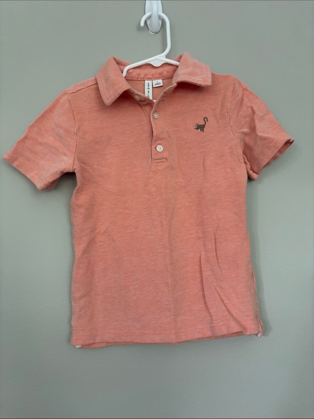 Janie and Jack Coral Polo with Cat Embroidery